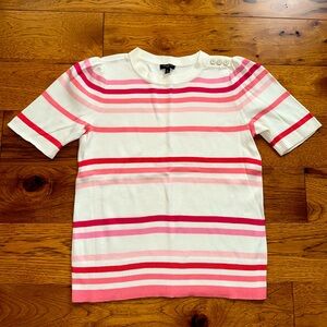Talbots Pink And Red Striped Short Sleeve Knit Sweater Size SP